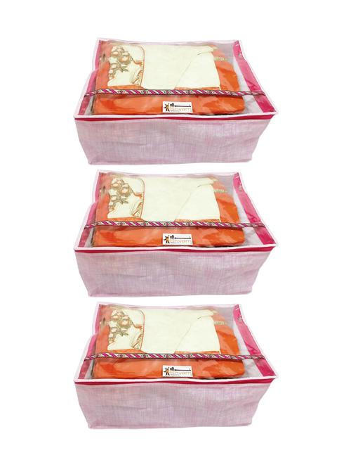 set of 3 pink silk utility bag - 16255275 - Very Small Image - 1