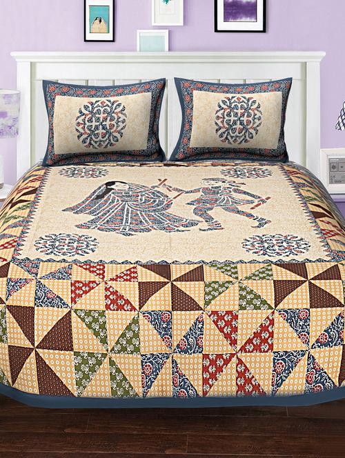 cotton double bed sheet with 2 pillow covers - 16255318 - Very Small Image - 1