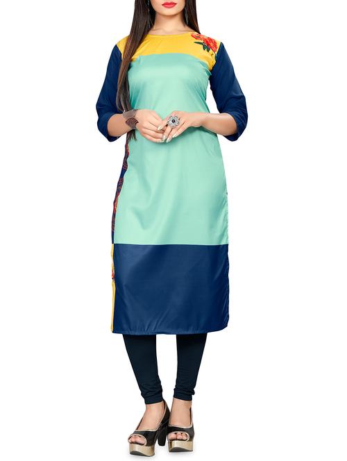 color block straight kurta - 16256651 - Very Small Image - 1