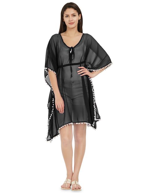 lace detail tie knot coverup - 16257259 - Very Small Image - 1