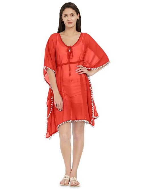 lace detail tie knot coverup - 16257265 - Very Small Image - 1