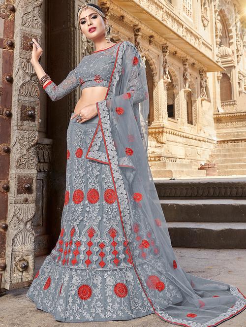 embroidered a-line lehenga - 16257559 - Very Small Image - 1