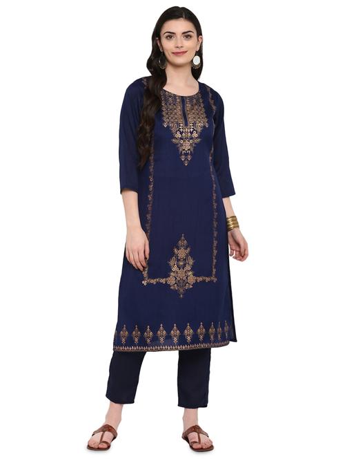 foil printed kurta pant set - 16257649 - Very Small Image - 1