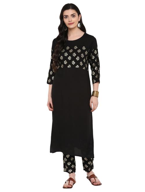 foil printed kurta with pant set - 16257661 - Very Small Image - 1