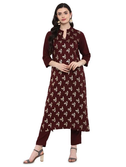 foil printed kurta with pant set - 16257664 - Very Small Image - 1