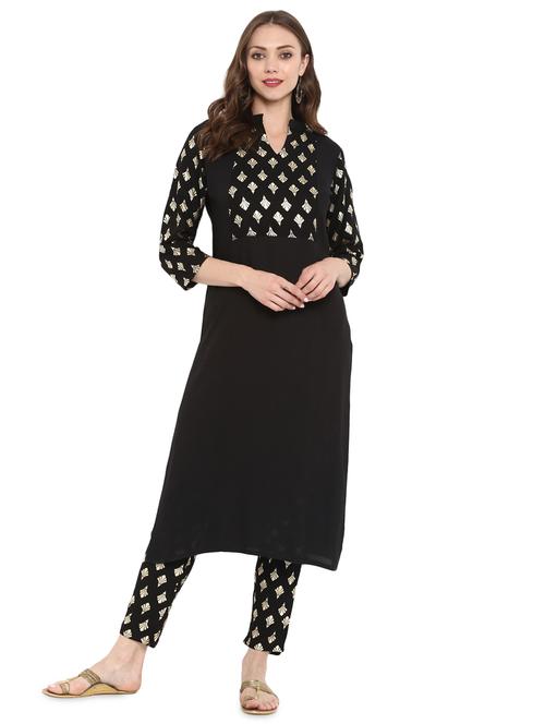 foil printed kurta with pant set - 16257667 - Very Small Image - 1