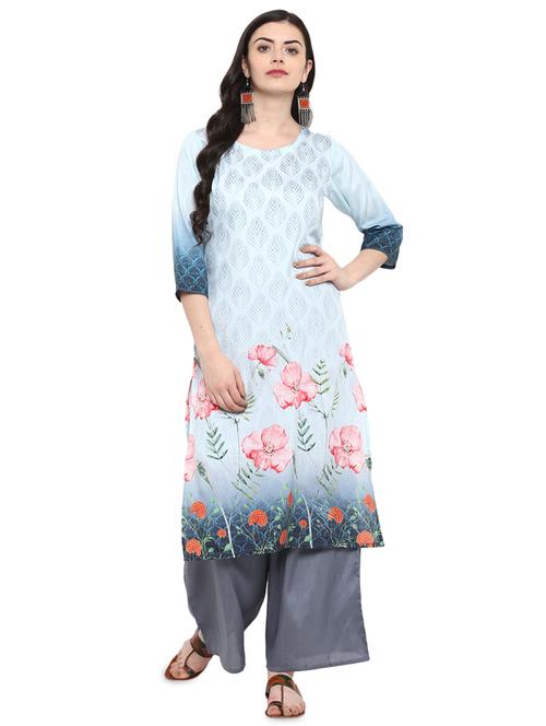 floral kurta palazzo set - 16257716 - Very Small Image - 1