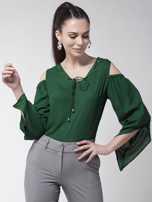 cold shoulder eyelet detail top - 16258313 - Very Small Image - 1