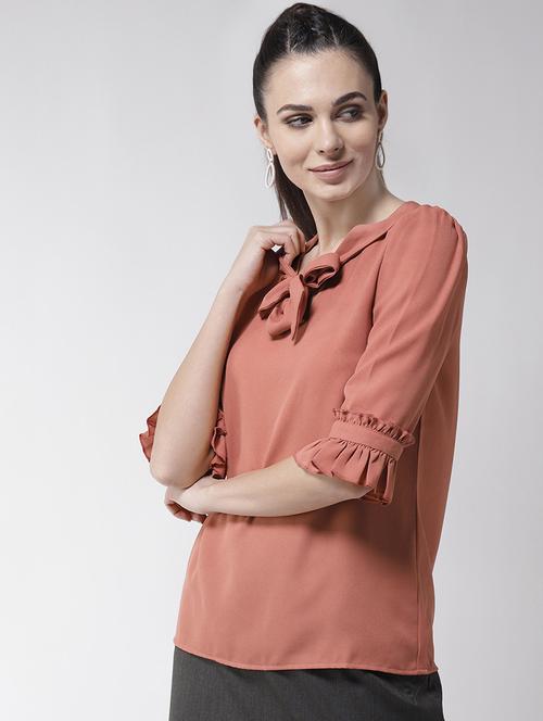 tie up neck frill detail top - 16258319 - Very Small Image - 1