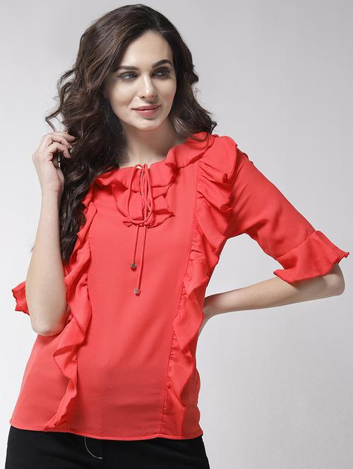 tie up neck ruffled top - 16258323 - Very Small Image - 1