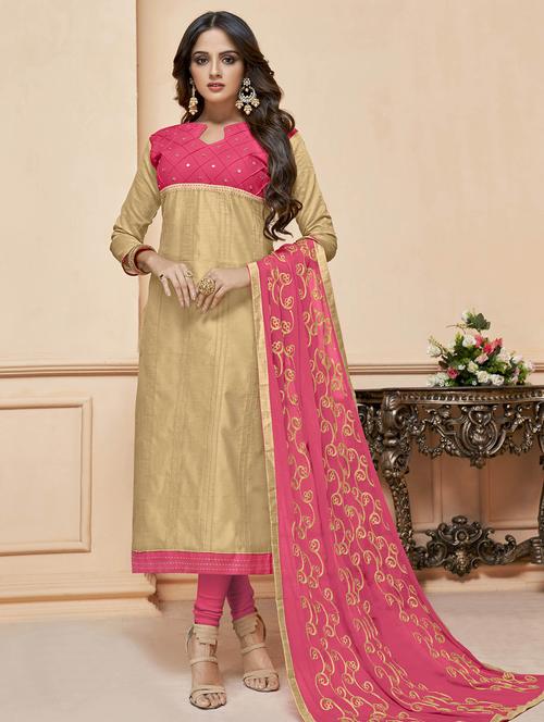 straight churidaar unstitched suit - 16258341 - Very Small Image - 1