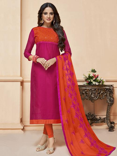 straight churidaar suits unstitched suit - 16258350 - Very Small Image - 1