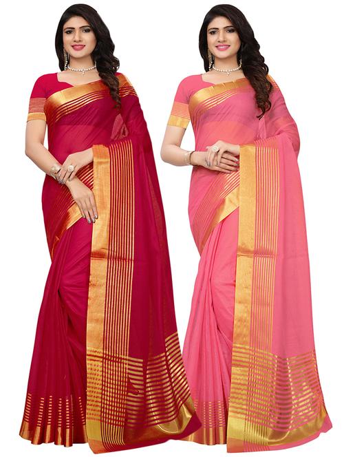 multi color kota doria saree combo (set of 2) with blouse - 16258807 - Very Small Image - 1