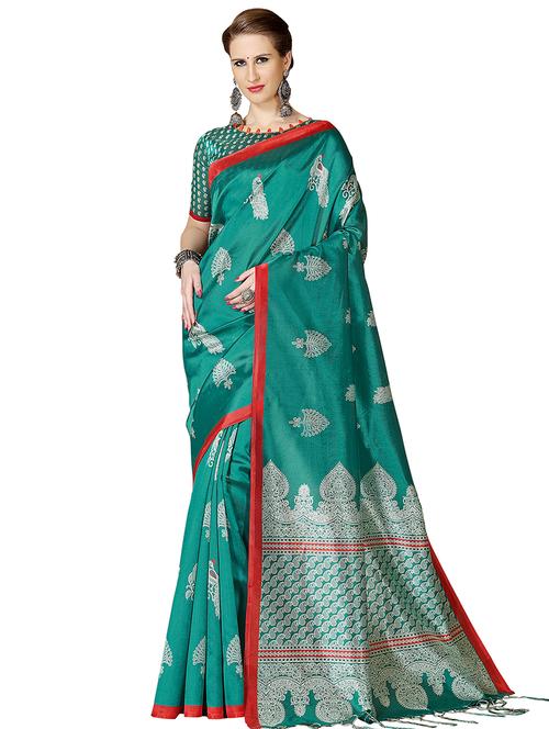 foil printed printed saree with blouse - 16259093 - Very Small Image - 1
