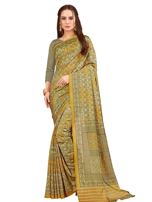 floral printed saree with blouse - 16259107 - Very Small Image - 1