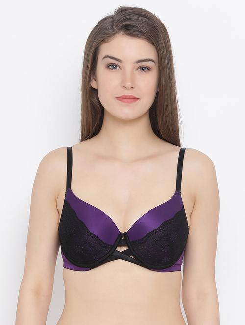 contrast lace detail push up bra - 16259156 - Very Small Image - 1