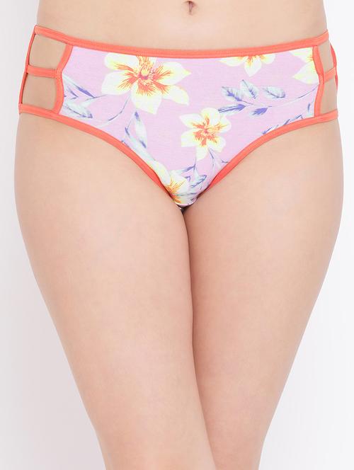 contrast seam floral hipster panty - 16259197 - Very Small Image - 1