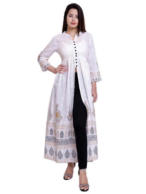 foil printed high slit kurta - 16259434 - Very Small Image - 1