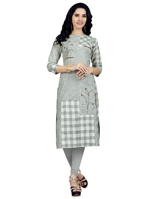 checkered straight kurta - 16259482 - Very Small Image - 1