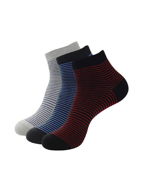 set of 3 multi colored cotton ankle length sock - 16260647 - Very Small Image - 1