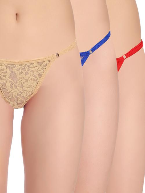 set of 3 floral laced thongs - 16260735 - Very Small Image - 1
