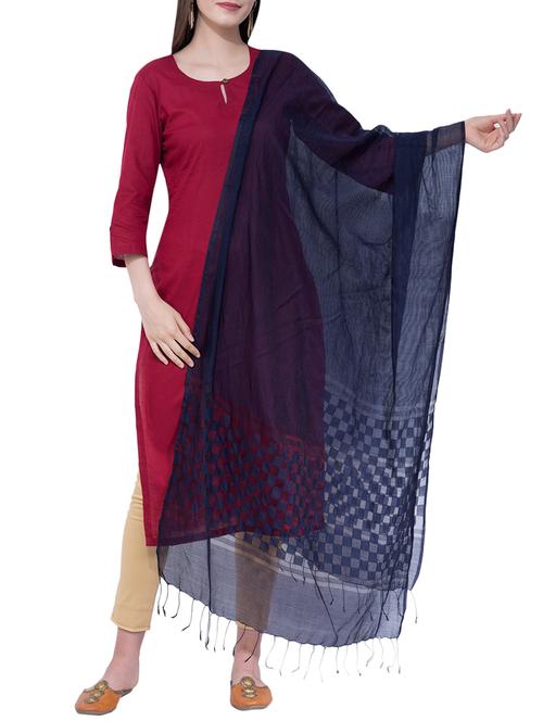 checkered self-design dupatta - 16260796 - Very Small Image - 1