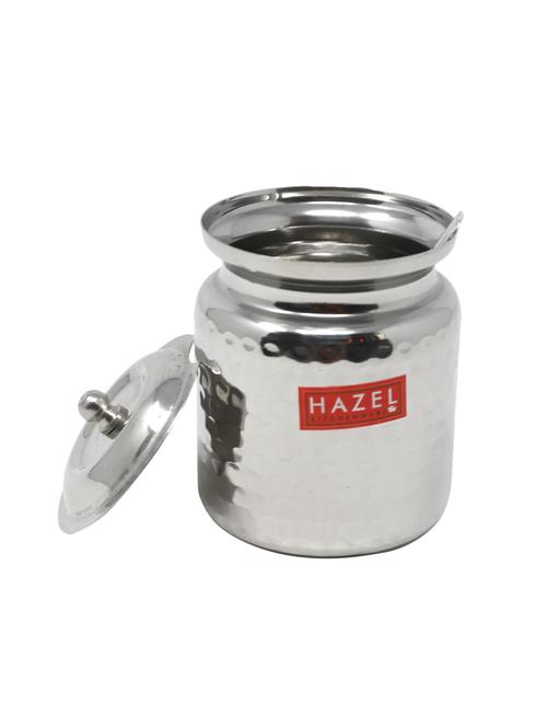 hazel stainless steel hammered tone oil & ghee container, 300ml, silver - 16261167 - Very Small Image - 1