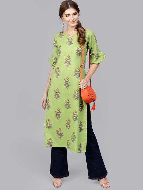 floral straight kurta - 16261387 - Very Small Image - 1