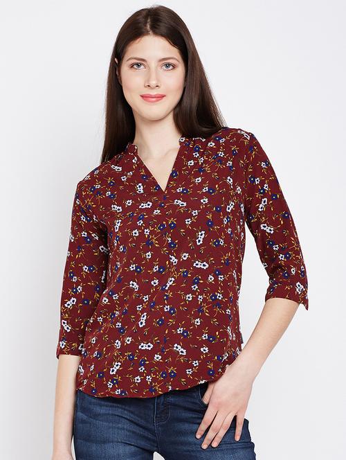 three quarter sleeves printed top - 16262659 - Very Small Image - 1