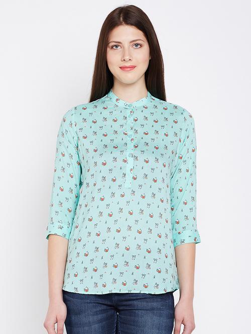 three quarter sleeves printed top - 16262662 - Very Small Image - 1
