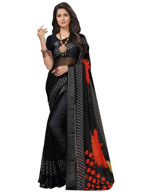 floral printed saree with blouse - 16262679 - Very Small Image - 1