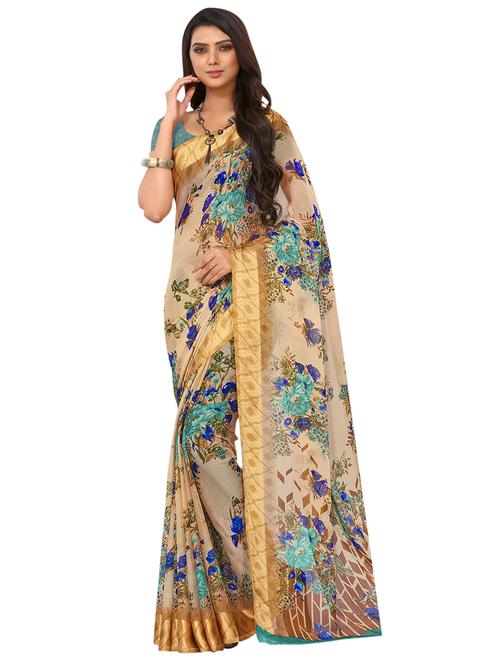 floral printed saree with blouse - 16262693 - Very Small Image - 1