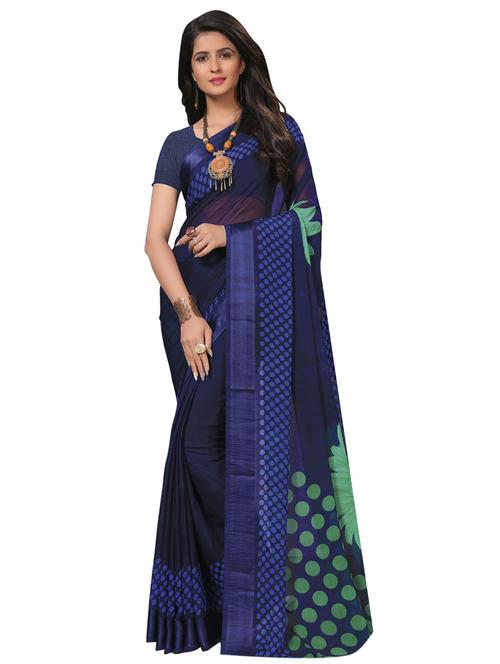 floral printed saree with blouse - 16262696 - Very Small Image - 1