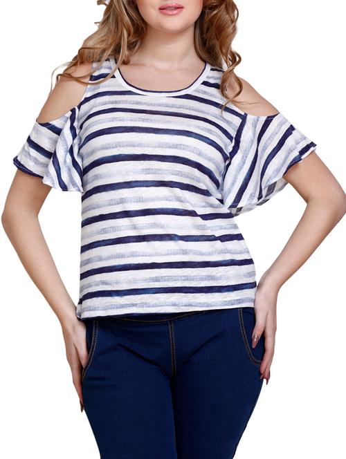 cold shoulder striped top - 16262754 - Very Small Image - 1