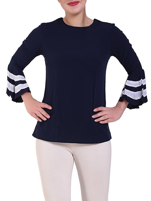 contrast detail bell sleeved top - 16262760 - Very Small Image - 1