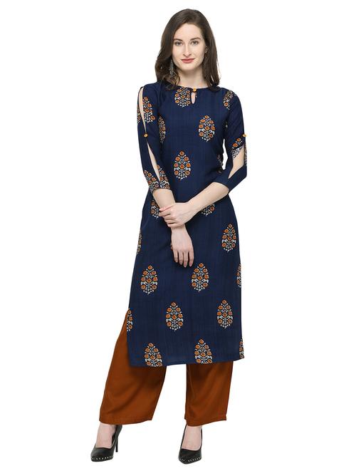 floral printed straight kurta - 16263362 - Very Small Image - 1