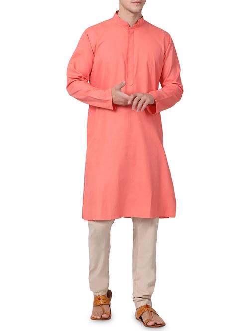 orange solid kurta pyjama set - 16264051 - Very Small Image - 1