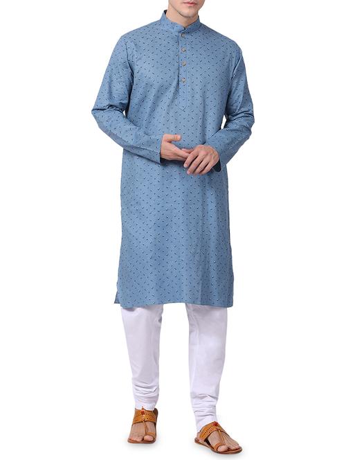 blue printed kurta pyjama set - 16264059 - Very Small Image - 1