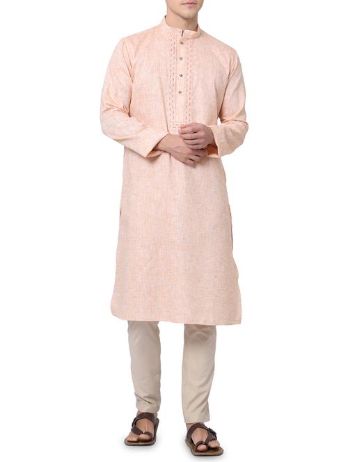 peach solid kurta pyjama set - 16264070 - Very Small Image - 1