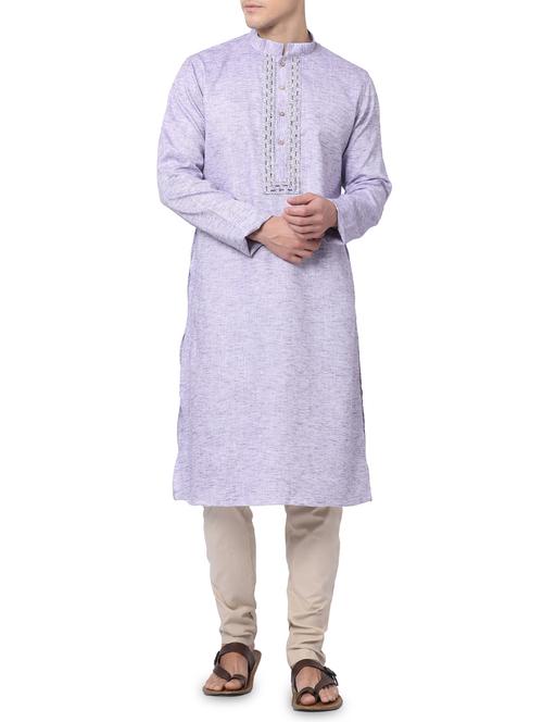 purple cotton kurta pyjama set - 16264072 - Very Small Image - 1