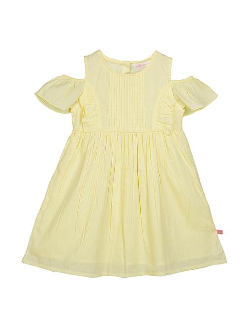 yellow cotton pleated frock - 16264423 - Very Small Image - 1