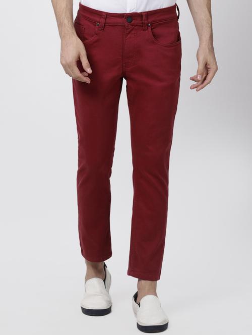 red plain denim jeans - 16265141 - Very Small Image - 1