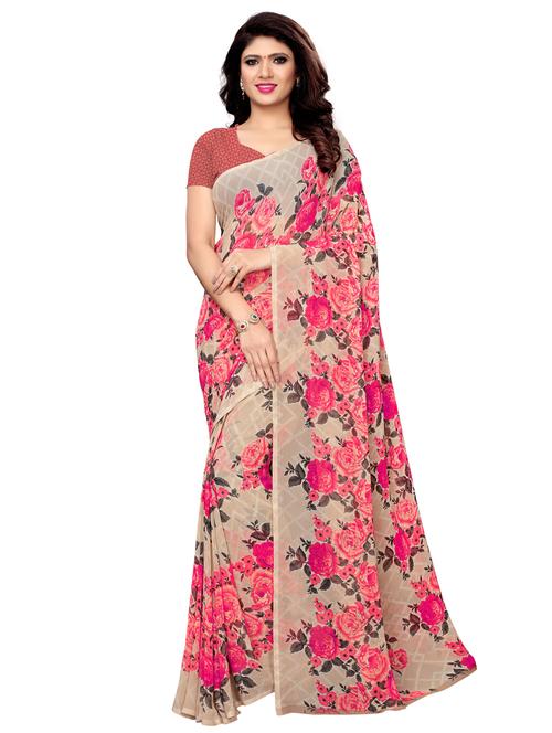 floral printed saree with blouse - 16265391 - Very Small Image - 1