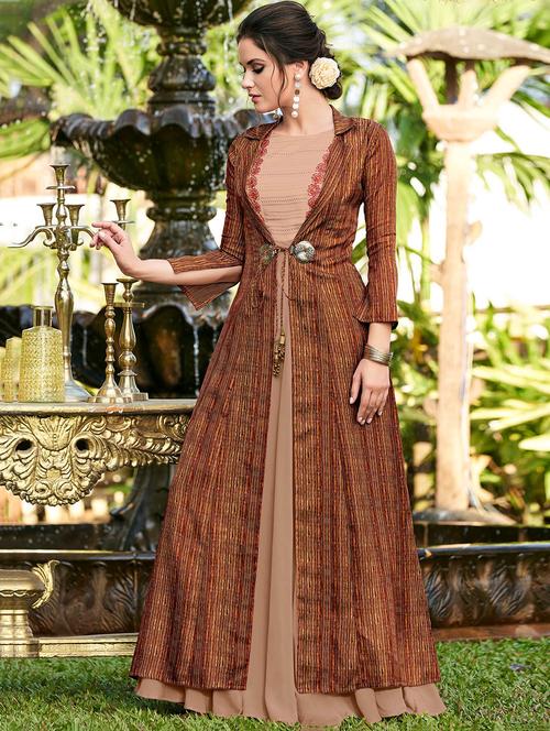 embroidered layered gown - 16265611 - Very Small Image - 1