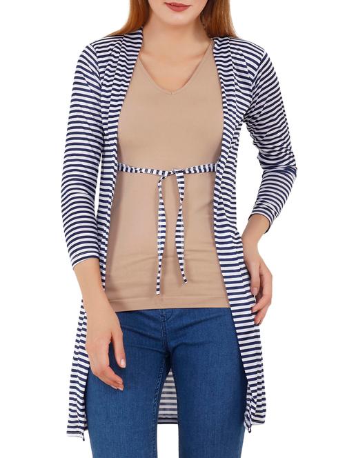 tie up front striped shrug - 16265661 - Very Small Image - 1