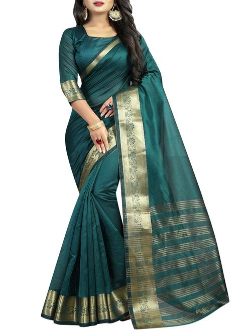 floral zari border banarasi saree with blouse - 16265742 - Very Small Image - 1