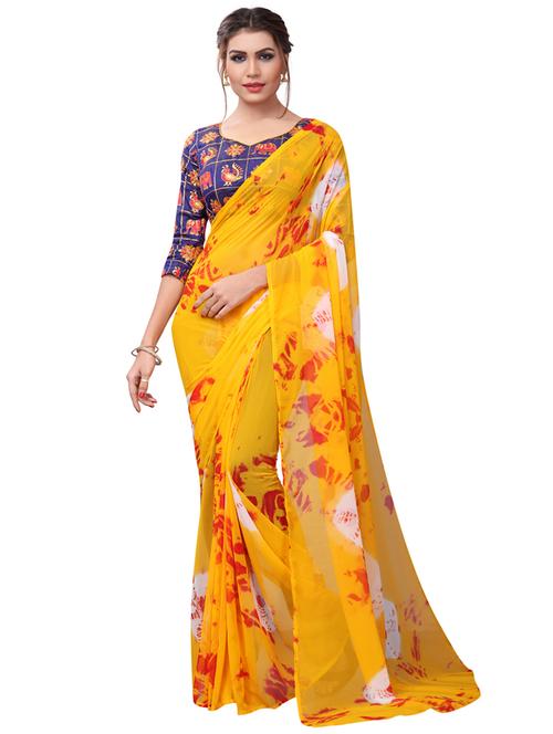 contrast shades tie & dye saree with blouse - 16266251 - Very Small Image - 1
