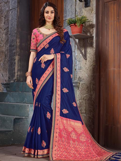 floral embroidered saree with blouse - 16266536 - Very Small Image - 1