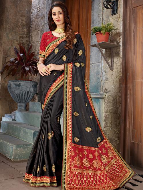 floral embroidered saree with blouse - 16266538 - Very Small Image - 1