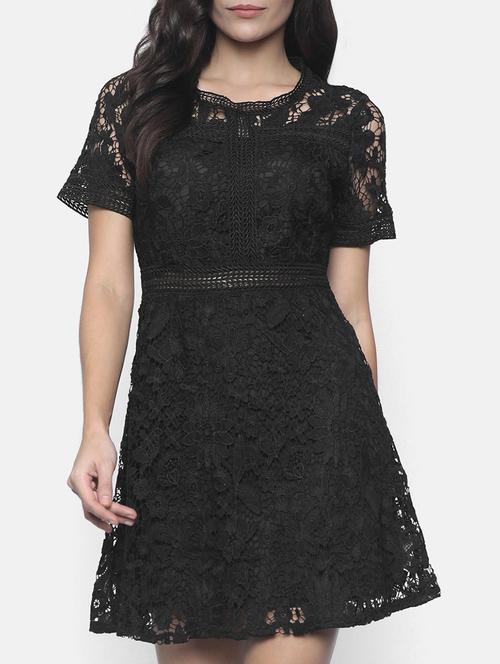 floral laced a-line dress - 16268217 - Very Small Image - 1